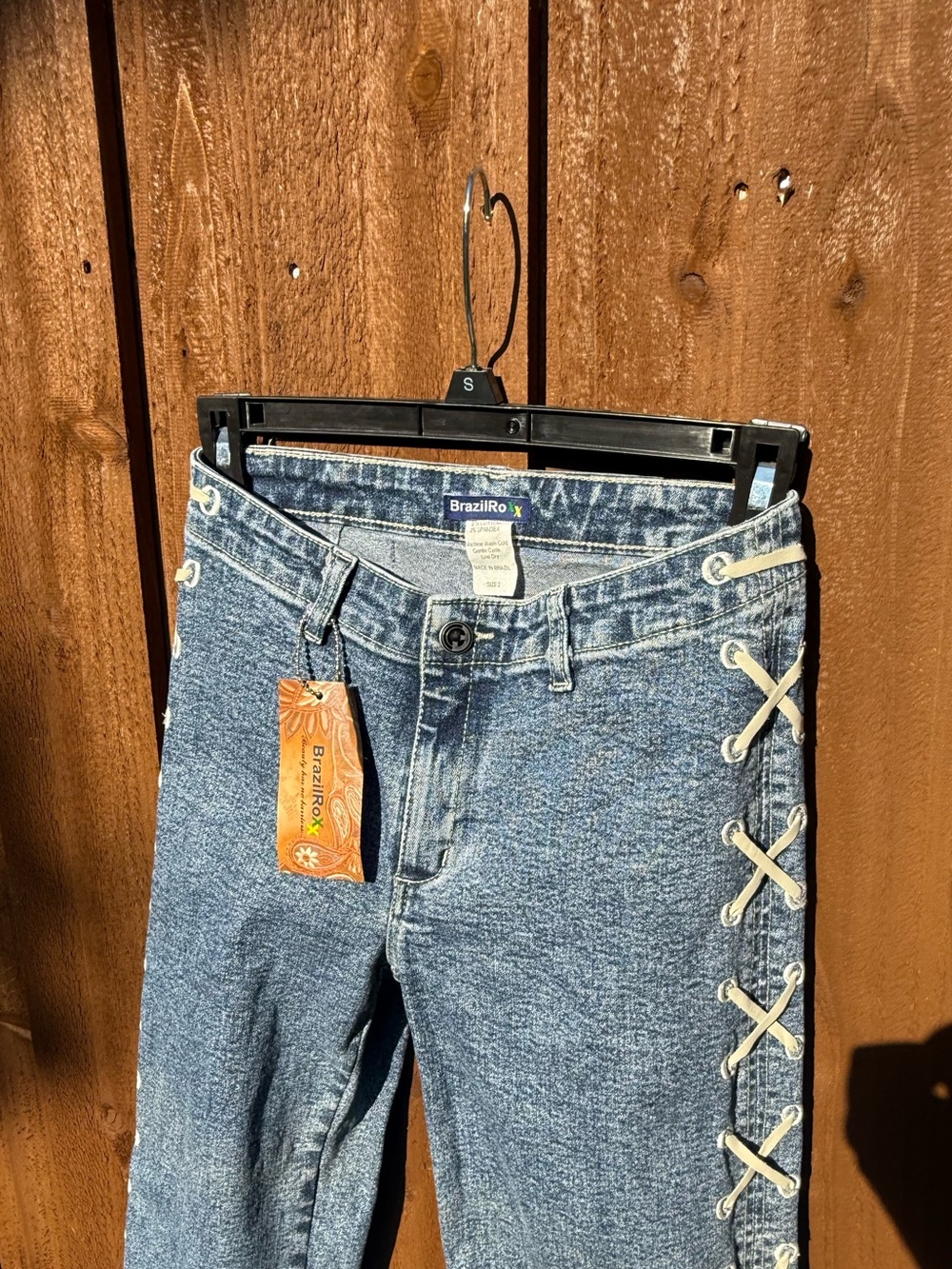 Women's Blue Lace-Up Side Jeans